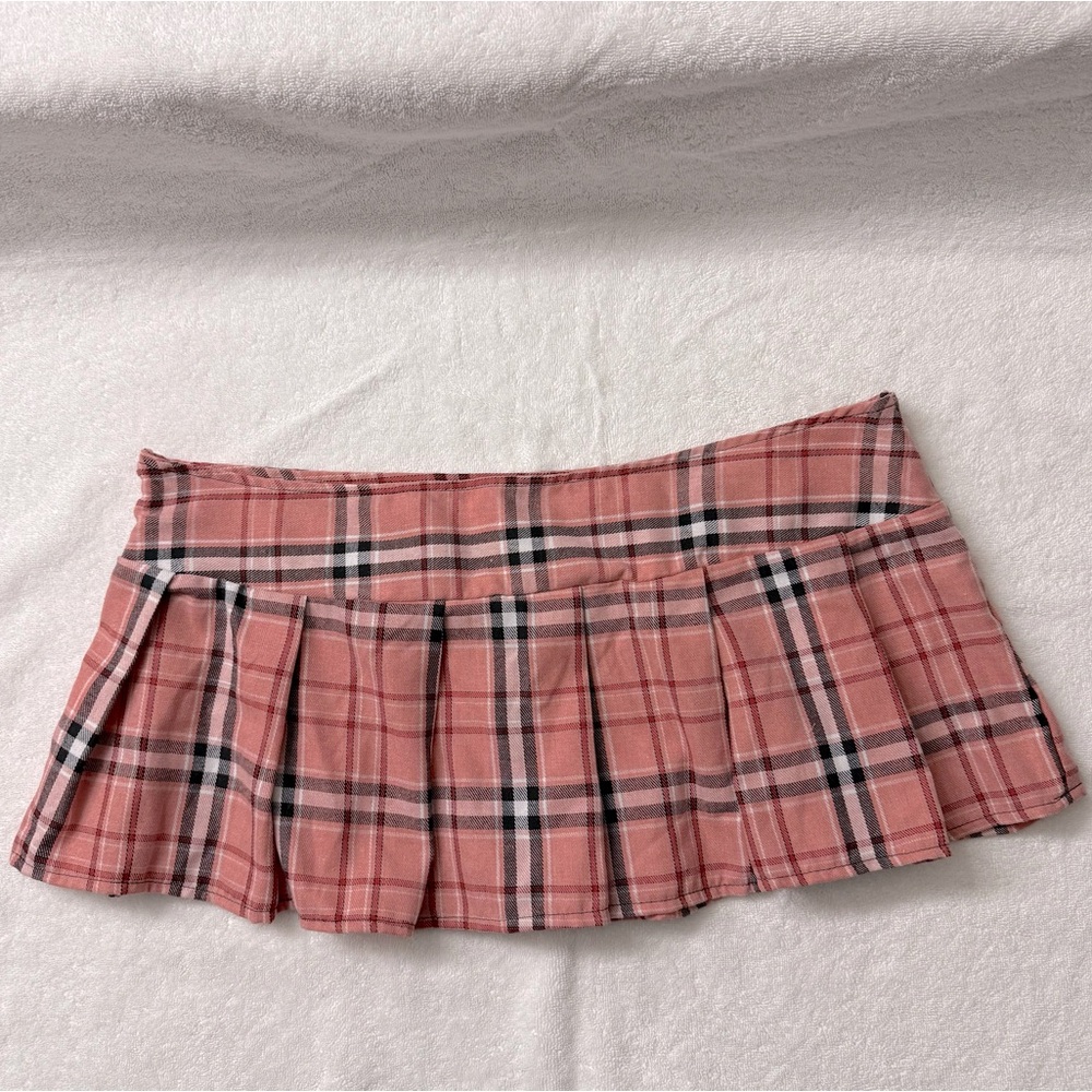 AvidLove Pink Plaid Micro Mini Skirt